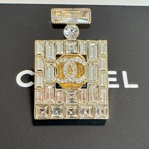 CHANEL Gold and Silver Crystal Brooch